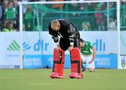 18 March 2012; A dejected David Harte, Ireland, after the game. Men’s 2012 Olympic Qualifying Tournament Final, Ireland v Korea. National Hockey Stadium, UCD, Belfield, Dublin. Picture credit: Barry Cregg / SPORTSFILE