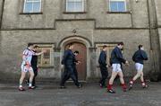 18 March 2012; The Mayo team go past the Ballyshannon workhouse on their way to the team warm up. Allianz Football League, Division 1, Round 5, Donegal v Mayo, Fr. Tierney Park, Ballyshannon, Donegal. Picture credit: Oliver McVeigh / SPORTSFILE