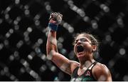 16 July 2017; Cynthia Calvillo celebrates after defeating Joanne Calderwood during their strawweight bout at UFC Fight Night Glasgow in the SSE Hydro Arena in Glasgow. Photo by Ramsey Cardy/Sportsfile