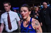 16 July 2017; Joanne Calderwood following her defeat to Cynthia Calvillo in their strawweight bout at UFC Fight Night Glasgow in the SSE Hydro Arena in Glasgow. Photo by Ramsey Cardy/Sportsfile
