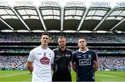 16 July 2017; Referee Anthony Nolan with team captains Eoin Doyle of Kildare, left, and Stephen Cluxton of Dublin before the Leinster GAA Football Senior Championship Final match between Dublin and Kildare at Croke Park in Dublin. Photo by Piaras Ó Mídheach/Sportsfile