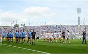 16 July 2017; The Dublin and Kildare teams in the parade before the Leinster GAA Football Senior Championship Final match between Dublin and Kildare at Croke Park in Dublin. Photo by Piaras Ó Mídheach/Sportsfile