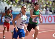 17 July 2017; Paul Keogan of Ireland and Sofiane Hamdi of Algeria, left, on his way to finishing third in the Men's 200m in a time of 25.27 during the 2017 Para Athletics World Championships at the Olympic Stadium in London. Photo by Luc Percival/Sportsfile