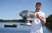 18 July 2017; In attendance during the 2017 GAA Football All Ireland Senior Championship Series National Launch at Loughmacrory St. Teresa's GAA Club, Loughmacrory, Co Tyrone, is Ronan McNamee of Tyrone with the Sam Maguire Cup. Photo by Cody Glenn/Sportsfile