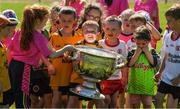 18 July 2017; In attendance during the 2017 GAA Football All Ireland Senior Championship Series National Launch are club players from the host Loughmacrory St. Teresa's GAA Club, Loughmacrory, Co Tyrone, with the Sam Maguire Cup. Photo by Ray McManus/Sportsfile