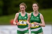 15 July 2017; Sarah Glennon of St Finians College, right, eventual winner, and Maria Flynn of St Mary's College, Naas, who finished in second, both representing Ireland during the Girls 3km Walk event during the SIAB T&F Championships at Morton Stadium in Santry, Co. Dublin. Photo by Piaras Ó Mídheach/Sportsfile