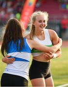 18 July 2017; Emma Coffey of Carraig-Na-Bhfear AC, Co. Cork, celebrates with Ella Duane of St Laurence O'Toole AC, Co. Co Carlow,  after setting a new personal best of 3.40m on her way to winning the Women's Pole Vault  during the Cork City Sports event at CIT in Co. Cork. Photo by Sam Barnes/Sportsfile