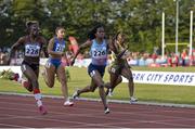 18 July 2017; Barbara Pierre of USA, centre, on her way to winning the Women's 100m during the Cork City Sports event at CIT in Co. Cork. Photo by Sam Barnes/Sportsfile