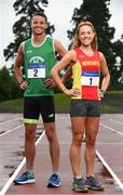 19 July 2017; 400m Hurdler Thomas Barr of Ferrybank AC, Co. Waterford, and 3000m Steeplechase runner Kerry O'Flaherty of Newcastle & District AC, Co, Down in attendance at the Irish Life Health National Senior Track & Field Championships 2017 Launch at Morton Park in Santry, Dublin. Photo by Sam Barnes/Sportsfile