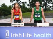 19 July 2017; 3000m Steeplechase runner Kerry O'Flaherty of Newcastle & District AC, Co, Down, and 400m Hurdler Thomas Barr of Ferrybank AC, Co. Waterford, in attendance at the Irish Life Health National Senior Track & Field Championships 2017 Launch at Morton Park in Santry, Dublin. Photo by Sam Barnes/Sportsfile