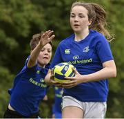 19 July 2017; Ffion Kieran in action against Shane O'Connor at the Bank of Ireland Leinster Rugby Summer Camp in Dundalk, Co Louth. Photo by Matt Browne/Sportsfile