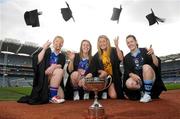 20 March 2012; In attendance at the launch of the Ladies Gaelic Football 3rd Level Colleges Championship Weekend, which takes place on the 24th and 25th of March in Queens University Belfast, are, from left; Donna Berry and Bridin Doyle, WIT, Grainne McGlade, NUI Maynooth, and Amy Foley, Tralee IT. Croke Park, Dublin. Picture credit: Brian Lawless / SPORTSFILE