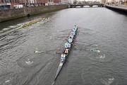 19 March 2012; The University College Dublin Senior Men's boat, from stroke to bow oar, Vincent Manning, Gearoid Duane, Turlough Hughes, Finbarr Manning, Dave Neale, Conor Walsh, Coilin Barrett, and Simon Craven under cox Hannah Fenlon, on their way to beating Trinity Collage Dublin, to win the Gannon Cup. 2012 University Boat Races, University College Dublin v Trinity College Dublin, Dublin. Picture credit: David Maher / SPORTSFILE