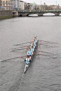 19 March 2012; The University College Dublin Senior Men's boat, from stroke to bow oar, Vincent Manning, Gearoid Duane, Turlough Hughes, Finbarr Manning, Dave Neale, Conor Walsh, Coilin Barrett, and Simon Craven under cox Hannah Fenlon, on their way to beating Trinity Collage Dublin, to win the Gannon Cup. 2012 University Boat Races, University College Dublin v Trinity College Dublin, Dublin. Picture credit: David Maher / SPORTSFILE
