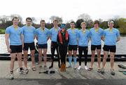 19 March 2012; The University College Dublin Senior Men's boat, left to right, Vincent Manning, Gearoid Duane, Turlough Hughes, Finbarr Manning, cox Hannah Fenlon, Dave Neale, Conor Walsh, Coilin Barrett, and Simon Craven, after beating Trinity Collage Dublin, to win the Gannon Cup. 2012 University Boat Races, University College Dublin v Trinity College Dublin, Dublin. Picture credit: David Maher / SPORTSFILE
