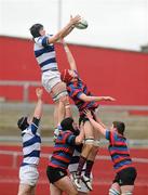 19 March 2012; Sean McCarthy, Rockwell, wins possession in the line-out ahead of Darren Ryan, St. Munchin’s. Avonmore Munster Schools Senior Cup Final, St. Munchin’s College v Rockwell College, Thomond Park, Limerick. Picture credit: Diarmuid Greene / SPORTSFILE