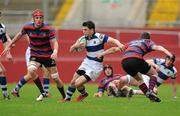 19 March 2012; Steve McMahon, Rockwell, in action against Tom O'Neill and Darren Ryan, left, St. Munchin’s. Avonmore Munster Schools Senior Cup Final, St. Munchin’s College v Rockwell College, Thomond Park, Limerick. Picture credit: Diarmuid Greene / SPORTSFILE