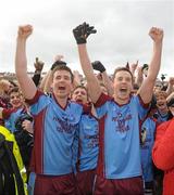19 March 2012; Brian McAleer and Lee Cullen, St. Michael’s, Enniskillen, celebrate after the game. MacRory Cup Final, St. Patrick’s, Maghera v St. Michael’s, Enniskillen, Bessbrook, Morgan Athletic Grounds, Armagh. Picture credit: Oliver McVeigh / SPORTSFILE