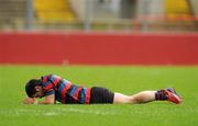 19 March 2012; Edward O'Keeffe, St. Munchin’s, shows his disappointment after defeat to Rockwell. Avonmore Munster Schools Senior Cup Final, St. Munchin’s College v Rockwell College, Thomond Park, Limerick. Picture credit: Diarmuid Greene / SPORTSFILE