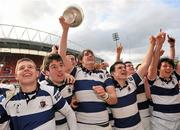 19 March 2012; Rockwell players celebrate with the cup after victory over St. Munchin’s. Avonmore Munster Schools Senior Cup Final, St. Munchin’s College v Rockwell College, Thomond Park, Limerick. Picture credit: Diarmuid Greene / SPORTSFILE