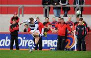 19 March 2012; Aidan Moynihan, Rockwell, kicks a penalty. Avonmore Munster Schools Senior Cup Final, St. Munchin’s College v Rockwell College, Thomond Park, Limerick. Picture credit: Diarmuid Greene / SPORTSFILE