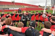 19 March 2012; St. Munchin’s head coach John Broderick speaks to his team before the game. Avonmore Munster Schools Senior Cup Final, St. Munchin’s College v Rockwell College, Thomond Park, Limerick. Picture credit: Diarmuid Greene / SPORTSFILE