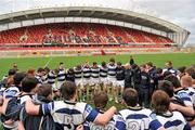 19 March 2012; Rockwell captain Sean McCarthy speaks to his team-mates after the game. Avonmore Munster Schools Senior Cup Final, St. Munchin’s College v Rockwell College, Thomond Park, Limerick. Picture credit: Diarmuid Greene / SPORTSFILE