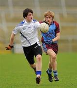 19 March 2012; Cormac O'Doherty, St. Patrick’s, Maghera, in action against Niall Maguire, St. Michael’s, Enniskillen. MacRory Cup Final, St. Patrick’s, Maghera v St. Michael’s, Enniskillen, Bessbrook, Morgan Athletic Grounds, Armagh. Picture credit: Oliver McVeigh / SPORTSFILE
