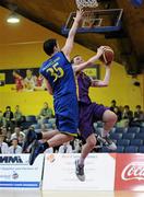 20 March 2012; Paddy Sullivan, St. Paul’s Raheny, Dublin, in action against Jordan McClelland, St. Columb's, Derry. U19B Boys - All-Ireland Schools League Finals 2012, St. Columb's, Derry v St. Paul’s Raheny, Dublin, National Basketball Arena, Tallaght, Dublin. Picture credit: Pat Murphy / SPORTSFILE