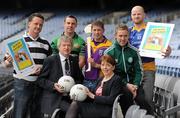 21 March 2012; The GAA have announced the results of their inaugural 'Off The Booze and On The Ball' health campaign, driven by the association's Alcohol and Substance Abuse Prevention programme. With over 250 clubs registered and an estimated 2500 participants taking up the 'Pint Sized Challenge' of abstaining from alcohol for the month of January, the winning clubs were Currins, Co. Monaghan, Erin's Isle, Dublin, Midleton, Cork, and Kinvara, Galway. In attendance at the announcement is Roisin Shortall, Minister of State at the Department of Health, with, from left, Pearse McCarthy, Midleton, Cork, Páraic Duffy, Ard Stiúrthóir of the GAA, Niall Crossan, Erin's Isle, Dublin, Dara Smith, Kinvara, Galway, Conor Mortimer, Mayo footballer and Ben Clerkin, Currin, Monaghan. Croke Park, Dublin. Picture credit: Brendan Moran / SPORTSFILE