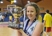 21 March 2012; Loreto Beaufort, Dublin captain Aoife Hughes with the cup. U16A Girls - All-Ireland Schools League Finals 2012, St. Vincents, Cork v Loreto Beaufort, Dublin, National Basketball Arena, Tallaght, Dublin. Picture credit: Brian Lawless / SPORTSFILE