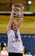21 March 2012; Loreto Beaufort, Dublin, captain Aoife Hughes lifts the cup. U16A Girls - All-Ireland Schools League Finals 2012, St. Vincents, Cork v Loreto Beaufort, Dublin, National Basketball Arena, Tallaght, Dublin. Picture credit: Brian Lawless / SPORTSFILE