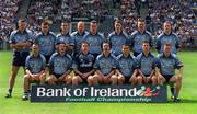 14 July 2002; The Dublin team, back row, left to right, Ciarán Whealan, Paul Casey, Johnny McNally, Shane Ryan, Paddy Christie, Barry Cahill, Darren Homan, Coman Goggins, front row, left to right, Paul Curran, Senan Connell, Stephen Cluxton, Ray Cosgrove, Alan Brogan, Collie Moran, and Peadar Andrews before the Bank of Ireland Leinster Senior Football Championship Final match between Dublin and Kildare at Croke Park in Dublin. Photo by Damien Eagers/Sportsfile