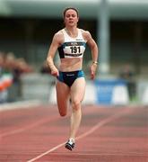 6 July 2002; Ciara Sheehy of Ireland during the 200m at the Cork City Sports event at the UCC Sports Grounds, Mardyke, Cork. Photo by Brendan Moran/Sportsfile