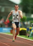 6 July 2002; Gary Ryan of Ireland during the 200m at the Cork City Sports event at the UCC Sports Grounds, Mardyke, Cork. Photo by Brendan Moran/Sportsfile