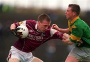 30 June 2002; Cillin De Paor of Galway in action against Sean Gourty of Leitrim during the Connacht Minor Football Championship Final match between Leitrim and Galway at Páirc Seán Mac Diarmada in Carrick-on-Shannon, Leitrim. Photo by Aoife Rice/Sportsfile