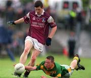 30 June 2002; Michael Meehan of Galway in action against Sean McGourty of Leitrim during the Connacht Minor Football Championship Final match between Leitrim and Galway at Páirc Seán Mac Diarmada in Carrick-on-Shannon, Leitrim. Photo by Aoife Rice/Sportsfile