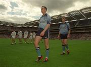 14 July 2002; Ray Cosgrove of Dublin marches in the pre-match parade before the Bank of Ireland Leinster Senior Football Championship Final match between Dublin and Kildare at Croke Park in Dublin. Photo by Damien Eagers/Sportsfile