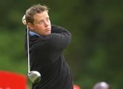 30 June 2002; Mark Pilkington watches his drive from the 6th tee box during the Murphy's Irish Open at Fota Island in Cork. Photo by Matt Browne/Sportsfile