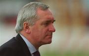 20 July 2002; An Taoiseach Bertie Ahern TD at the pre-season friendly match between Shelbourne and Manchester United at Tolka Park in Dublin. Photo by Damien Eagers/Sportsfile