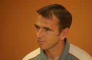 23 July 2002; Shelbourne Player-Manager Pat Fenlon pictured at a press briefing prior to the Shelbourne v Hibernians game. Soccer. Picture credit; Aoife Rice / SPORTSFILE   *EDI