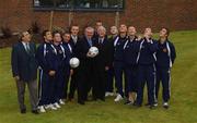 24 July 2002; Nine members of the REAP Project with An Taoiseach, Bertie Ahern, TD and Brendan Menton, General secretary of the FAI after completing a six week programme at DCU. Photo by Damien Eagers/Sportsfile