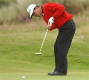 25 July 2002; Noboru Sugai watches his putt on the 5th green during day one of the Senior British Open at Royal County Down Golf Club in Newcastle, Down. Photo by Matt Browne/Sportsfile