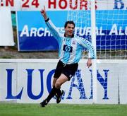 26 July 2002; Mark Herrick of Galway United celebrates after scoring a goal for his side during the FAI Carlsberg Senior Cup Second Round match between St Patrick's Athletic and Galway United at Richmond Park in Dublin. Photo by David Maher/Sportsfile