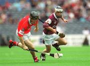 28 July 2002; PJ Copse of Cork in action against Brendan Lucas of Galway during the All-Ireland Minor Hurling Championship Quarter-Final match between Cork and Galway at Croke Park in Dublin. Photo by Ray McManus/Sportsfile