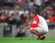 28 July 2002; Cork goalkeeper Shay Bowen dejected after the All-Ireland Minor Hurling Championship Quarter-Final match between Cork and Galway at Croke Park in Dublin. Photo by Ray McManus/Sportsfile