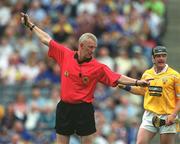 28 July 2002; Referee Pat Ahern during the All-Ireland Senior Hurling Championship Quarter-Final match between Antrim and Tipperary at Croke Park in Dublin. Photo by Ray McManus/Sportsfile