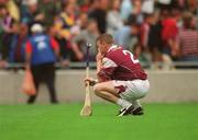 28 July 2002; A dejected Gregory Kennedy of Galway after the Guinness All-Ireland Senior Hurling Championship Quarter-Final match between Clare and Galway at Croke Park. Photo by Ray McManus/Sportsfile