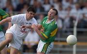 27 July 2002; Séamus Moynihan of Kerry in action against Martin Lynch of Kildare during the Bank of Ireland All-Ireland Football Championship Qualifier match between Kerry and Kildare at Semple Stadium in Thurles, Tipperary. Photo by Brendan Moran/Sportsfile