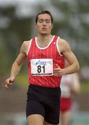 13 July 2002; Mark Howard of Fingallians AC in action during the Men's 200m heats at the AAI National Track and Field Championships at the Morton Stadium in Santry, Dublin. Photo by Brendan Moran/Sportsfile